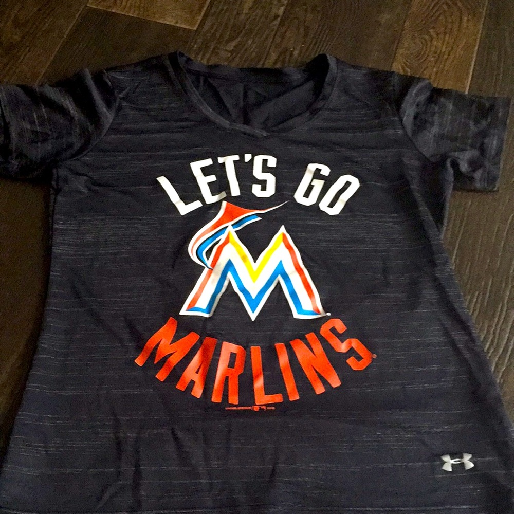 Girls Under Armour “Lets Go Marlins” shirt